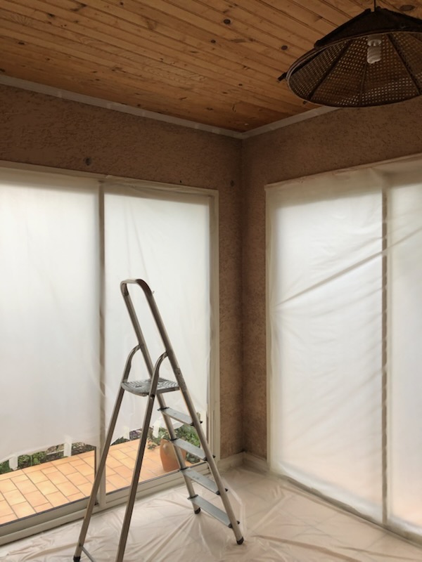 Véranda en cours de rénovation — bâches et protection chantier Hérault